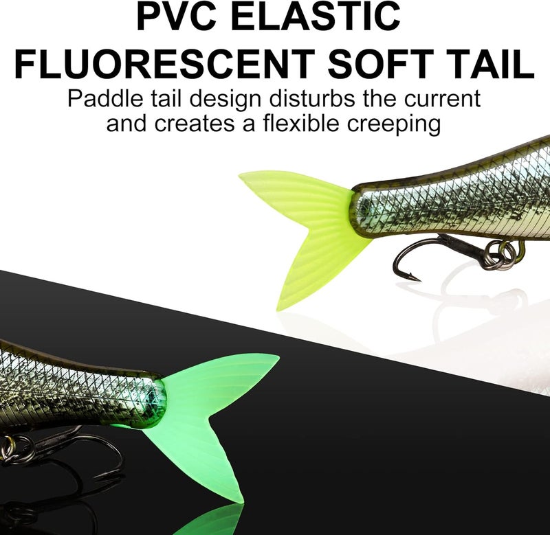 TRUSCEND Easy Catch SwimMax with BKK Hooks, Magic Noisy Wiggling and Vibrating Actions for More Bites, Lifelike Fishing Lures for Bass Trout Walleye Crappie, Strongest Dyneema Fiber Jointed Swimbaits - Image 4